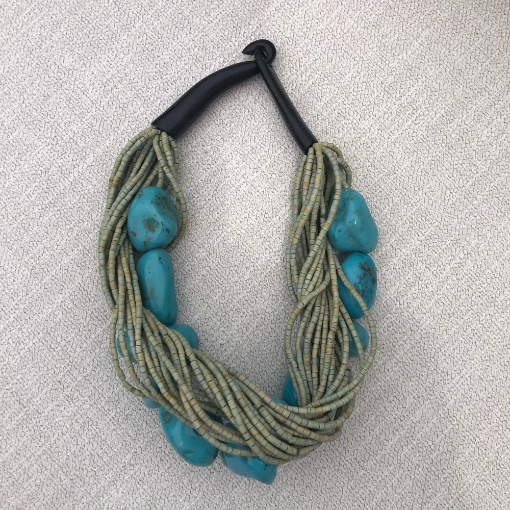 Turquoise Bead Multi-Strand Statement Necklace